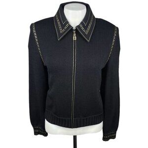 ST. JOHN COLLECTION Santana Sequin Knit Jacket Sz 8 Black